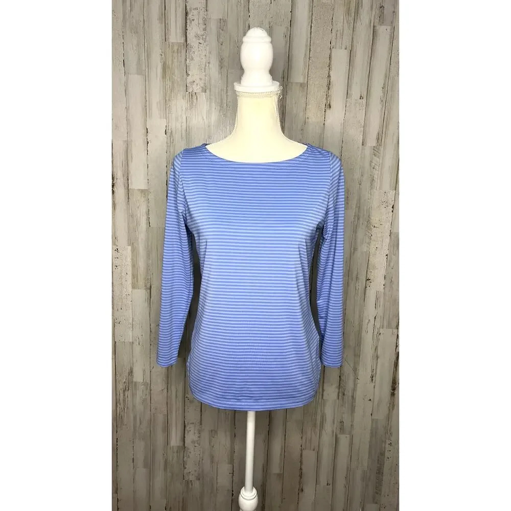 Vineyard Vines‎ Women's XS Blue Striped Sankaty Boatneck Long Sleeve Tee